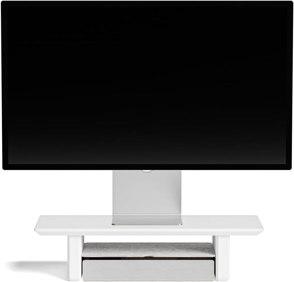 Raico Desk Cockpit Shelf Monitor Stand System Dual Screen Setup Wood Large Desk Accessory Organizer Unit (Matte White, Small | 18.8 Inches)