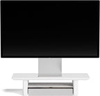 Raico Desk Cockpit Shelf Monitor Stand System Dual Screen Setup Wood Large Desk Accessory Organizer Unit (Matte White, Small | 18.8 Inches)