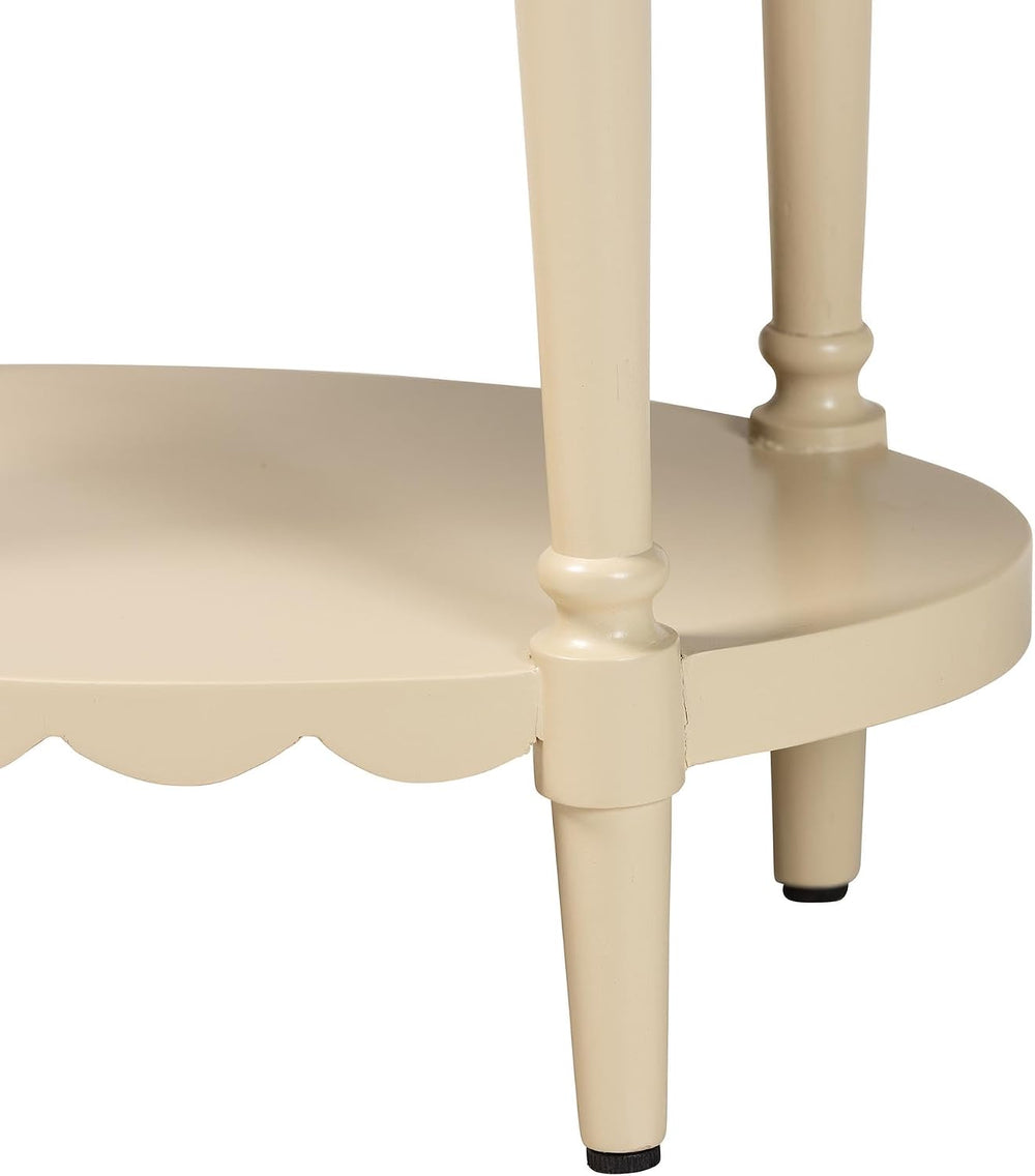 Bali & pari Liba End Table - 1-Drawer Accent Table with Scalloped Detaili...
