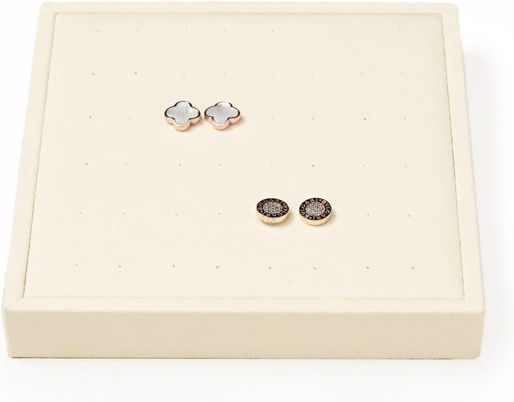 Oirlv Microfiber Jewelry Stud Earring tray Display Tray Earring Display Organizer Tray(Beige)