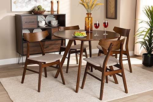 Baxton Studio Timothy Mid-Century Modern Transitional Light Beige Fabric Upho...