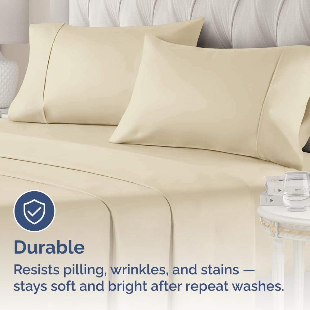Queen Pillow Cases - 2 Pack - Super Soft Pillowcase Covers - Envelope Enclosure - Hotel Quality Pillow Protectors - Wrinkle Free, Fade, Shrink & Stain Resistant - Machine Washable - 20" x 30" (Cream)