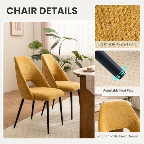 Rowill Boucle Dining Chairs Set of 4, Morden Upholstered Dining Room Kitchen ...