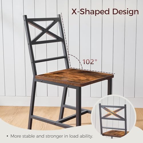 MAHANCRIS Dining Chair Set of 4, Rustic Wooden Kitchen Chairs with Backrest, ...