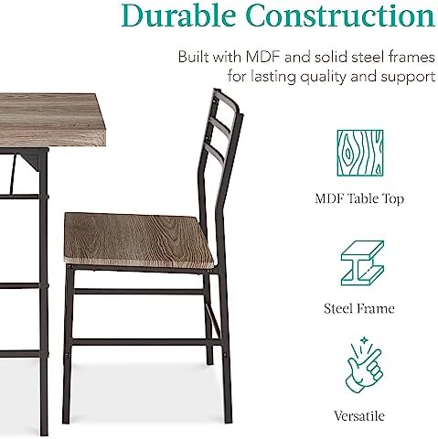 Best Choice Products 3-Piece Modern Dining Set, Space Saving Dinette for Kitc...