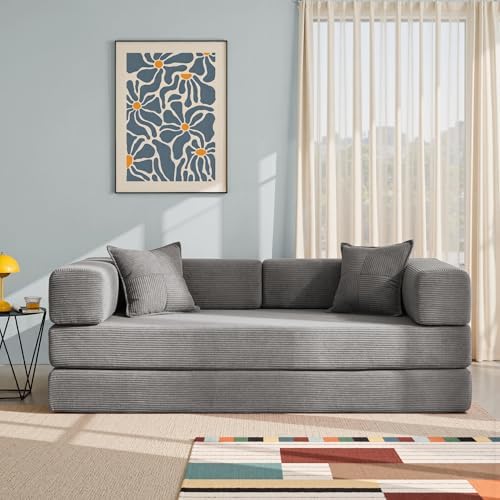 YINIX Foldable Sofa Bed, 78'' Folding Floor Couch, Compressed Convert...