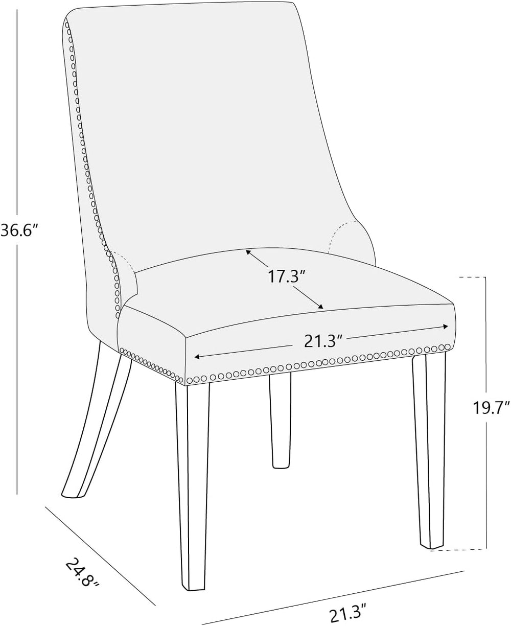 CHITA Farmhouse Dining Chairs with Nailhead Trim, Set of 2, Linen | Fabric Hi...