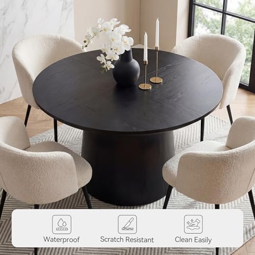 LITTLE TREE 47.24 Inches Round Dining Table, Modern Wooden Kitchen Table with...