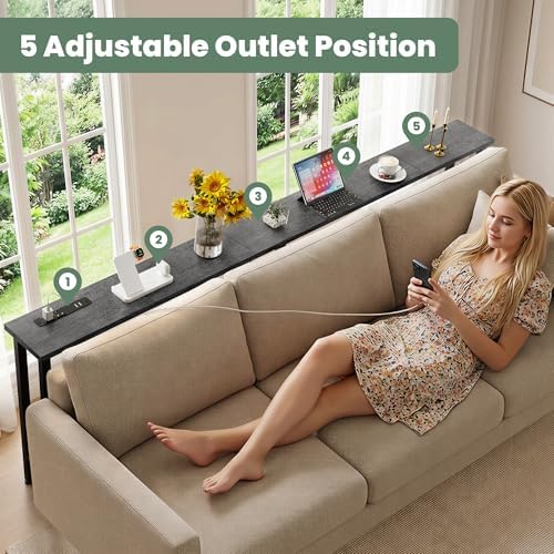 GRLEAF 78" Sofa Table with Built-in Power Strip (2 AC Outlets & 2 US...