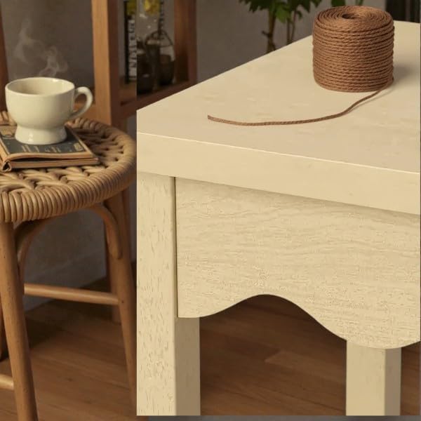 Natural Wavy Accent Side Table, Modern Sculptural End Table with Two-Tone Woo...