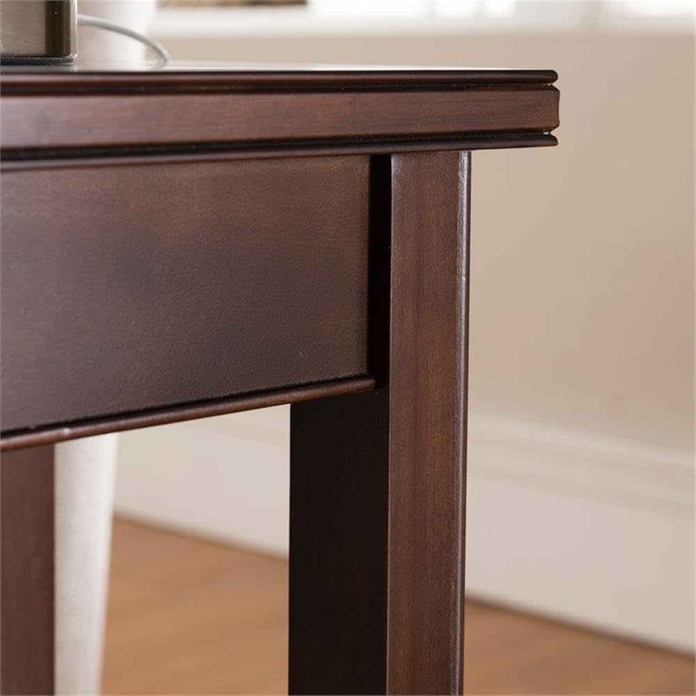 MAKLAINE Solid Wood Rectangular End Table, Chocolate Cherry Finish, 12 x 24 x...