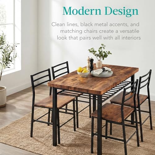 Best Choice Products 5-Piece Modern Dining Set W/Steel Frame, Space Saving Re...