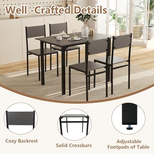 GOFLAME 5-Piece Dining Table Set, Industrial Kitchen Table and Chairs for 4 w...