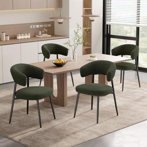 Dining Chairs Set of 2, Mid Century Modern Kitchen Chairs, Boucle Upholstered...