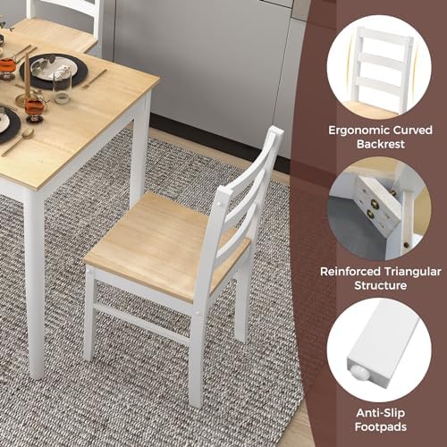 GOFLAME 5 Piece Dining Table Set for 4, Farmhouse Kitchen Table and 4 Chairs ...