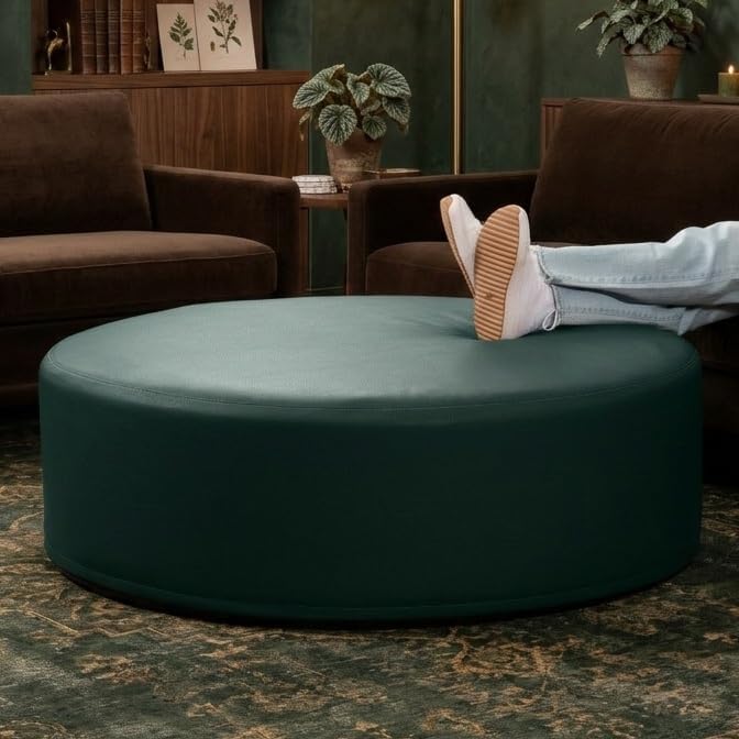 Jaxx Candler Round Couch Ottoman – Oversized Giant Coffee Table Ottoman - Ver...