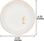 COLLECTIVE HOME - Ceramic Jewelry Tray, Decorative Trinket Dish for Rings Earrings Necklaces Bracelet Watch Keys, Birthday Mother's Day Christmas Gift for Women, 4.75", White Surface (F)