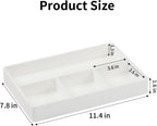PU Leather Valet Tray, Decorative Trinket Vanity Desk Drawer Organizer Tray, Perfume Dish Catch All Bowl for Keys, Nightstand Drawer Organizer Women Men with 4 Compartments (Cream-White)