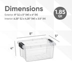 Superio Storage Bins with Lids- 8 Pack, 1.85 Qt Clear Boxes for Organizing, Stackable Plastic Containers- BPA Free, Non-Toxic, Odor Free, Organizer for Home, Office, Dorm