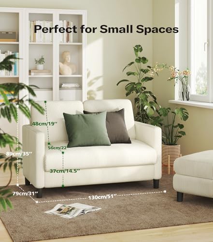 Welzona Loveseat, 51" Small Couch, Corduroy Love Seat, Small Loveseat So...
