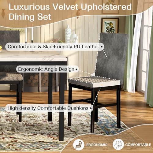 Recaceik Dining Table Set for 4, Kitchen Table and Chairs Set of 4 Modern Fau...