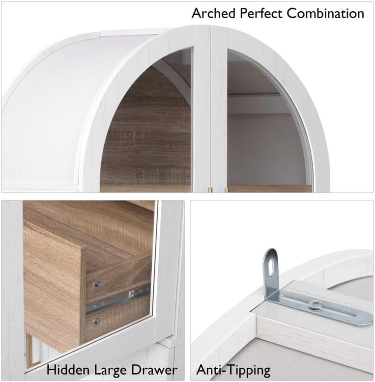 Polibi 71" Arched Pantry Cabinet with Adjustable Shelves - Farmhouse Sty...