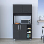 37.4" D*15.7" W*70.86" H Freestanding Kitchen Pantry with 2 Shelves, 2 Double Doors, Rectangular Storage Cabinet, Traditional, for Living Room, Dining Room, Black
