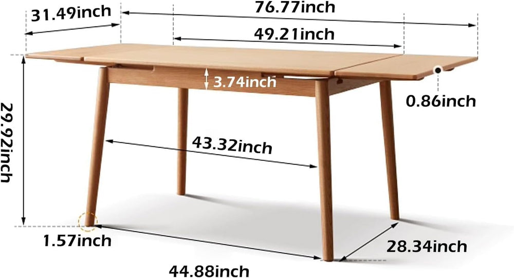 49.21’’-76.77’’ Extendable Dining Room Table for 6-10 Person, 100% Solid Wood...