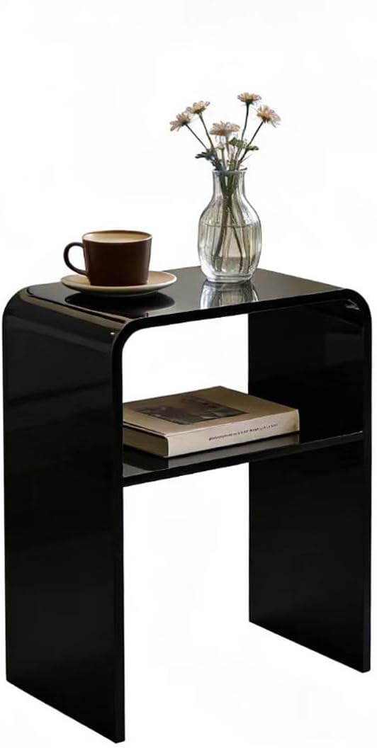 Acrylic 2-Tier End Table – 23.6”H Modern Nightstand with Shelf, Sturdy Bedsid...
