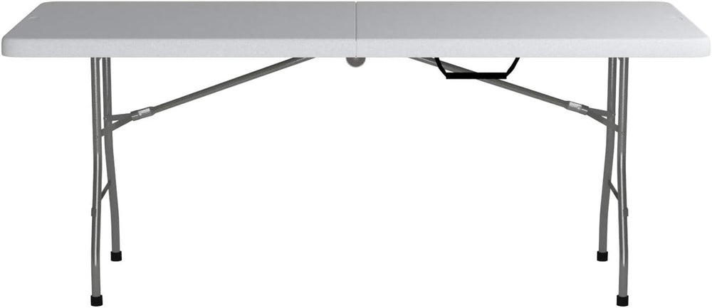 Office Star Resin Rectangle Center-Folding Portable Table for Picnics, Campin...