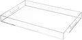 Clear Rectangular 14x20 Inches Acrylic Ottoman Tray Decorative Serving Tray with Cutout Handles Organizer Tray on Coffee Table Countertop Big Breakfast Bed Tray Living Room Appetizer Serving Food