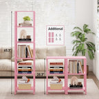 TUTOTAK Bookshelf, 6-Tier Tall Narrow Book Shelf for Small Space | 10.7 x 14.5 x 65.3 Inches Skinny Display Shelf with Storage for Living Room, Office, Study, Entryway, Pink BS01BP006