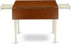 East West Furniture MZKE3-WHI-W 3 Piece Dining Table Set for Small Spaces Contains a Rectangle Dining Room Table with Dropleaf and 2 Wood Seat Chairs, 36x54 Inch, Buttermilk & Cherry