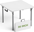 Folding Table, 36 Inch Square Foldable Card Table with Carrying Handle, Heavy Duty Fold-in-Half Portable Table No Assembly, Ideal for Picnic, Camping, RV Travel, Parties, BBQs, Crafting and Indoor Use