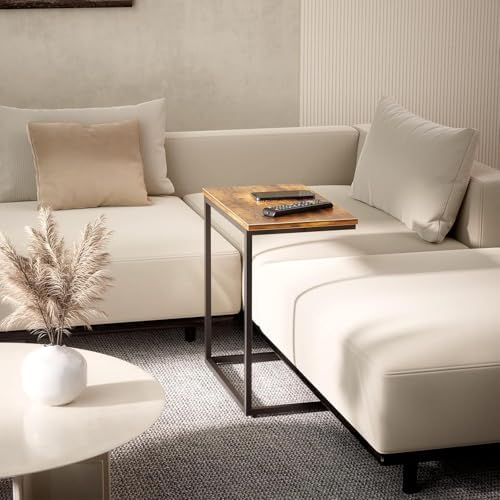 Pipishell C Shaped End Table Set of 2, Side Table for Couch Slide Under, C Ta...