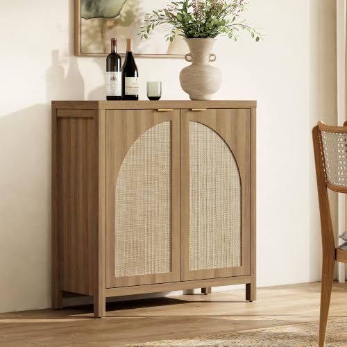 SICOTAS 102" Rattan Sideboard Buffet Cabinet with Storage Credenza Set of 3