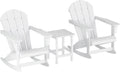 HDPE Laguna Outdoor Rocking Poly Adirondack Chair with Side Table 3-Piece Set, White
