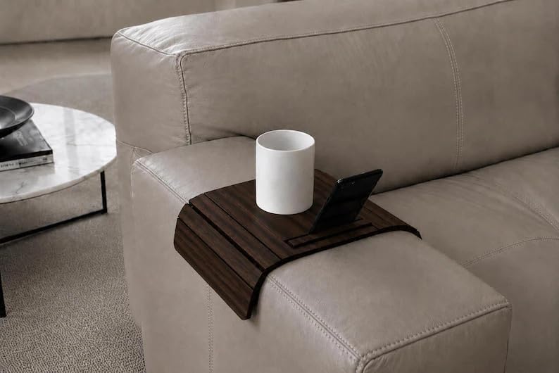 Red Foldable Sofa Armrest Tray Table, Multifunctional Couch Cup Holder with P...
