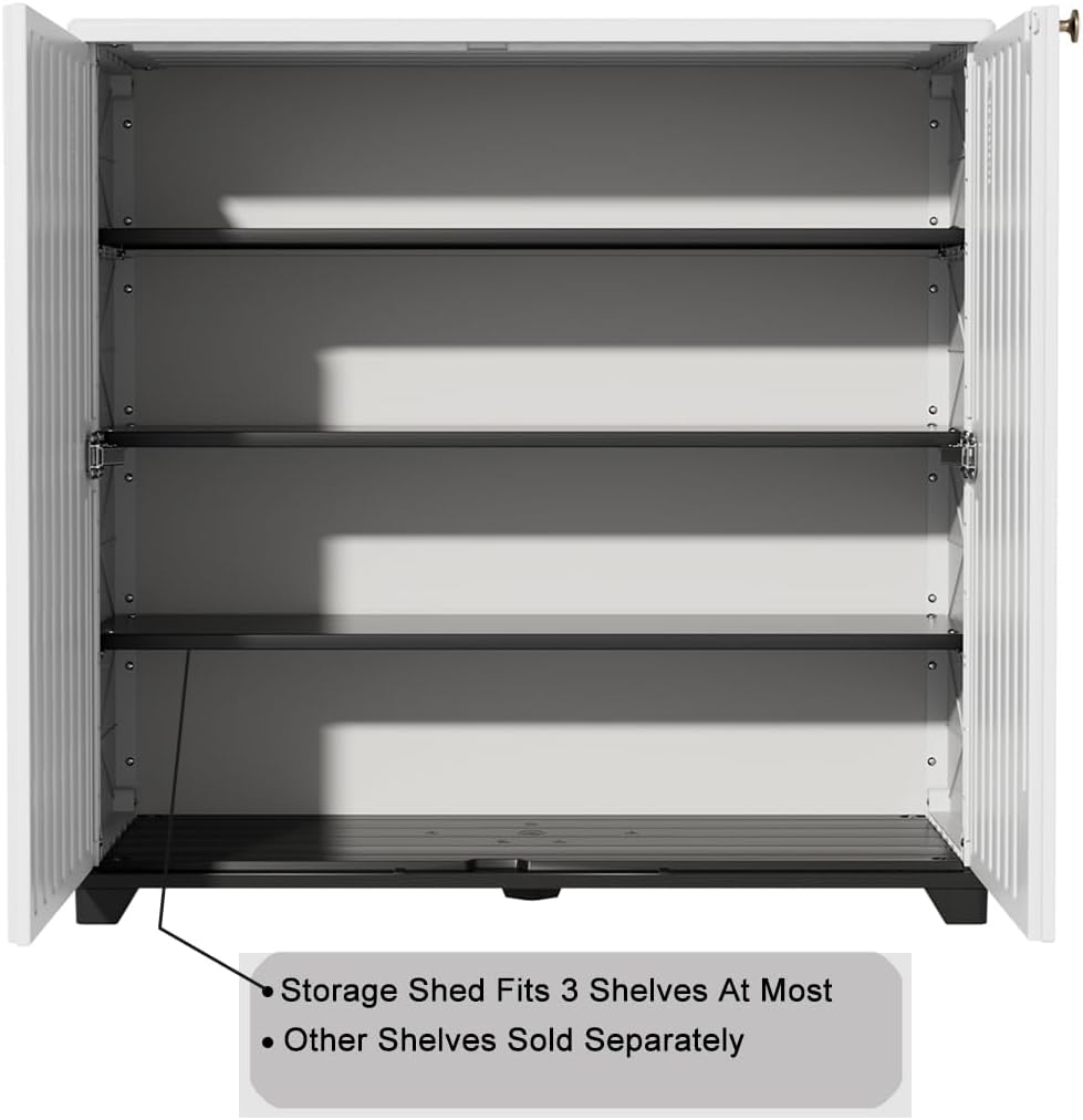 KINYING Outdoor Storage Cabinet Waterproof, 60 Gallon Resin Outdoor Storage S...