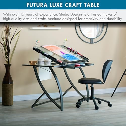 SD STUDIO DESIGNS Futura Luxe Drawing, Drafting, Craft Table with Drawer, 35&...