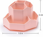 Pencil Pen Holder for Desk, 9 Slots 360 Degree Rotating Desk Organizer, Cute Pen Organizers Stationery Supplies for Office Home & Art Supply (Pink)