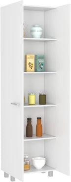 23.6" D*14.5" W*78.7" H Freestanding Kitchen Pantry with 4 Shelves, Double Door, Rectangular Storage Cabinet, Modern Minimalist, for Living Room, Dining Room, White