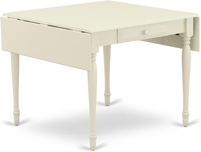 East West Furniture MZCL5-LWH-W 5 Piece Dinette Set for 4 Includes a Rectangle Dining Room Table with Dropleaf and 4 Dining Chairs, 36x54 Inch, Linen White
