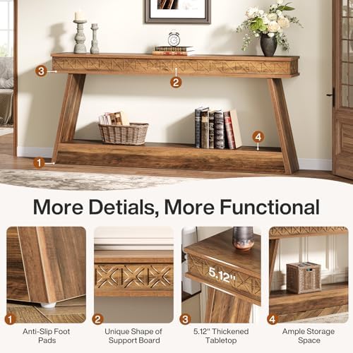 Tribesigns 70.9 Inch Extra Long Console Table for Entryway, 2-Tier | Narrow S...