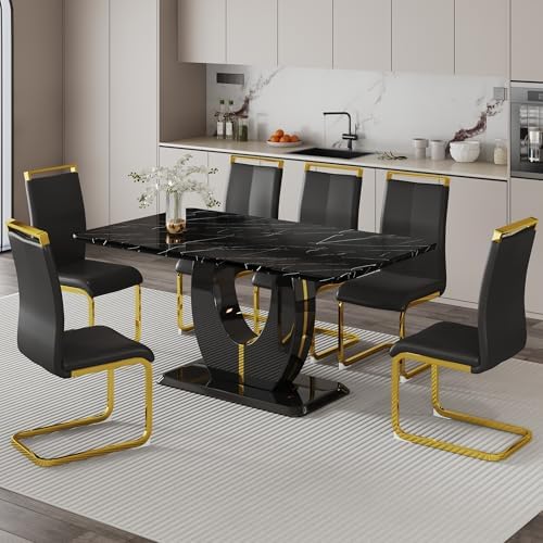 Dining Table Set for 6, Kitchen Table Chairs Set of 6, Modern Dining Room Set...
