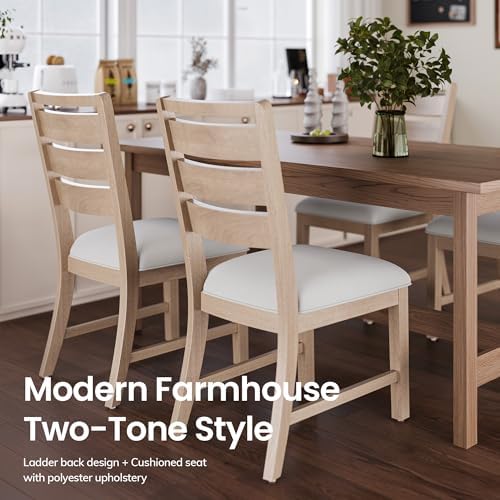 COLAMY Wooden Dining Chairs Set of 6, Farmhouse Upholstered Dining Room Chair...