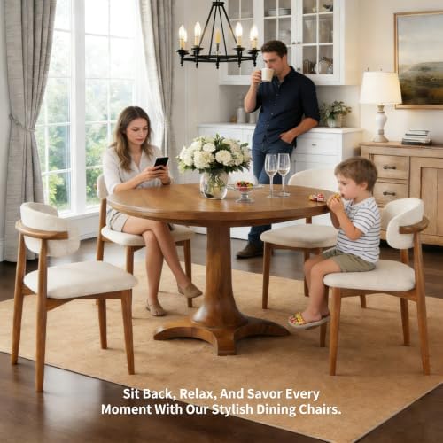 Wooden Dining Chairs Set of 4 Mid Century Modern Upholstered Farmhouse Dining...