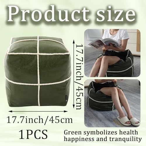 Louis Donné 18 Inch Square Unstuffed Pouf Ottoman Cover, Waterproof Faux Leat...