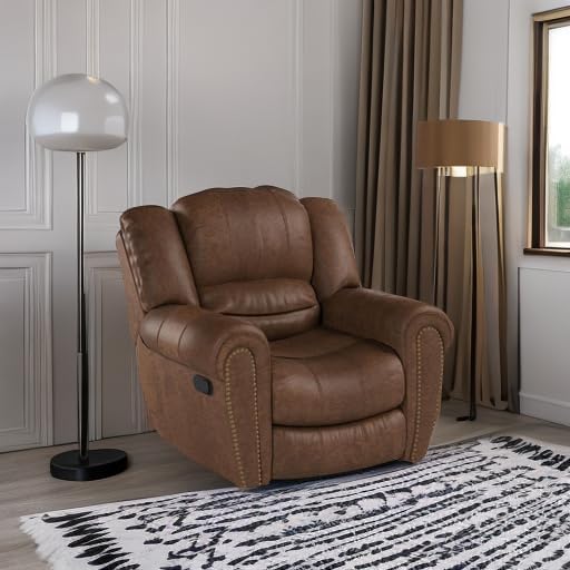 CANMOV Leather Recliner Chair, Classic and Traditional Manual Recliner Chair ...