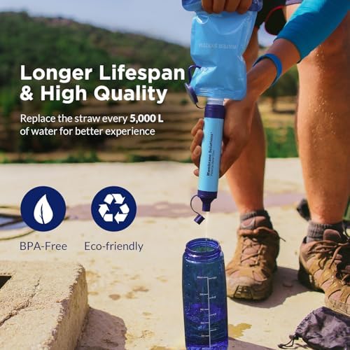 Membrane Solutions Squeezable Water Filtration System, Survival Water Purifie...